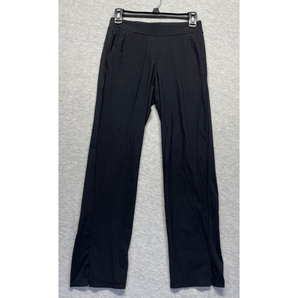 89th + Madison Athletic Pants Womens Small Black Nylon Slit Hem Workout Yoga